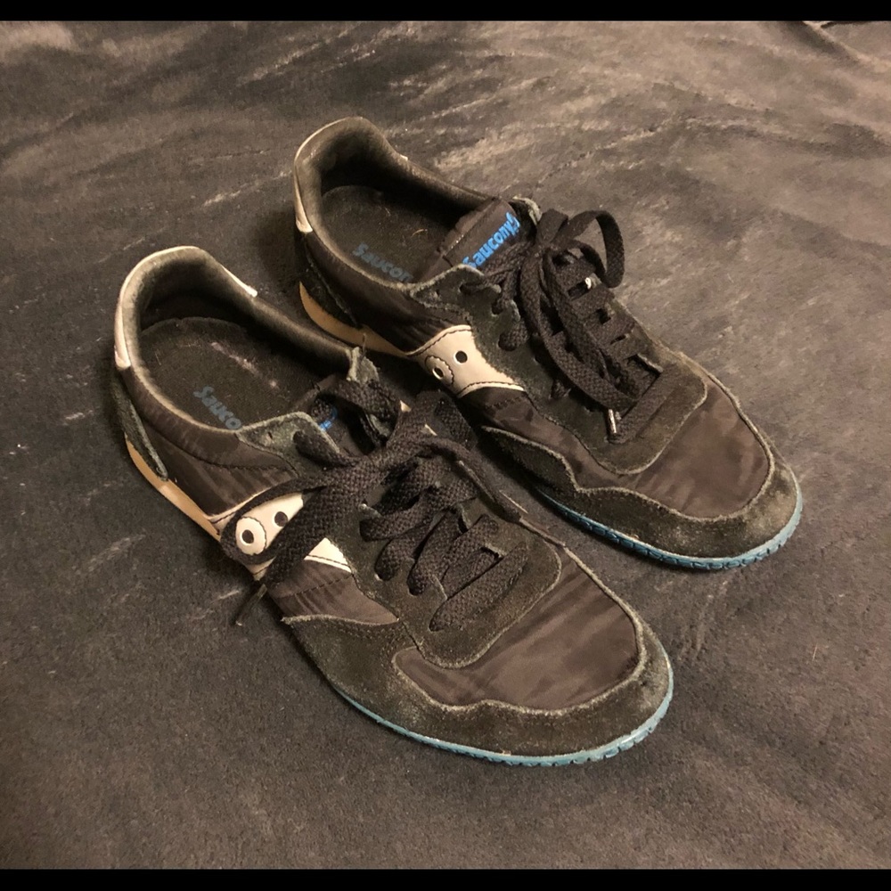 SAUCONY Men’s Bullet Retro Sneakers Black Blue 7.5